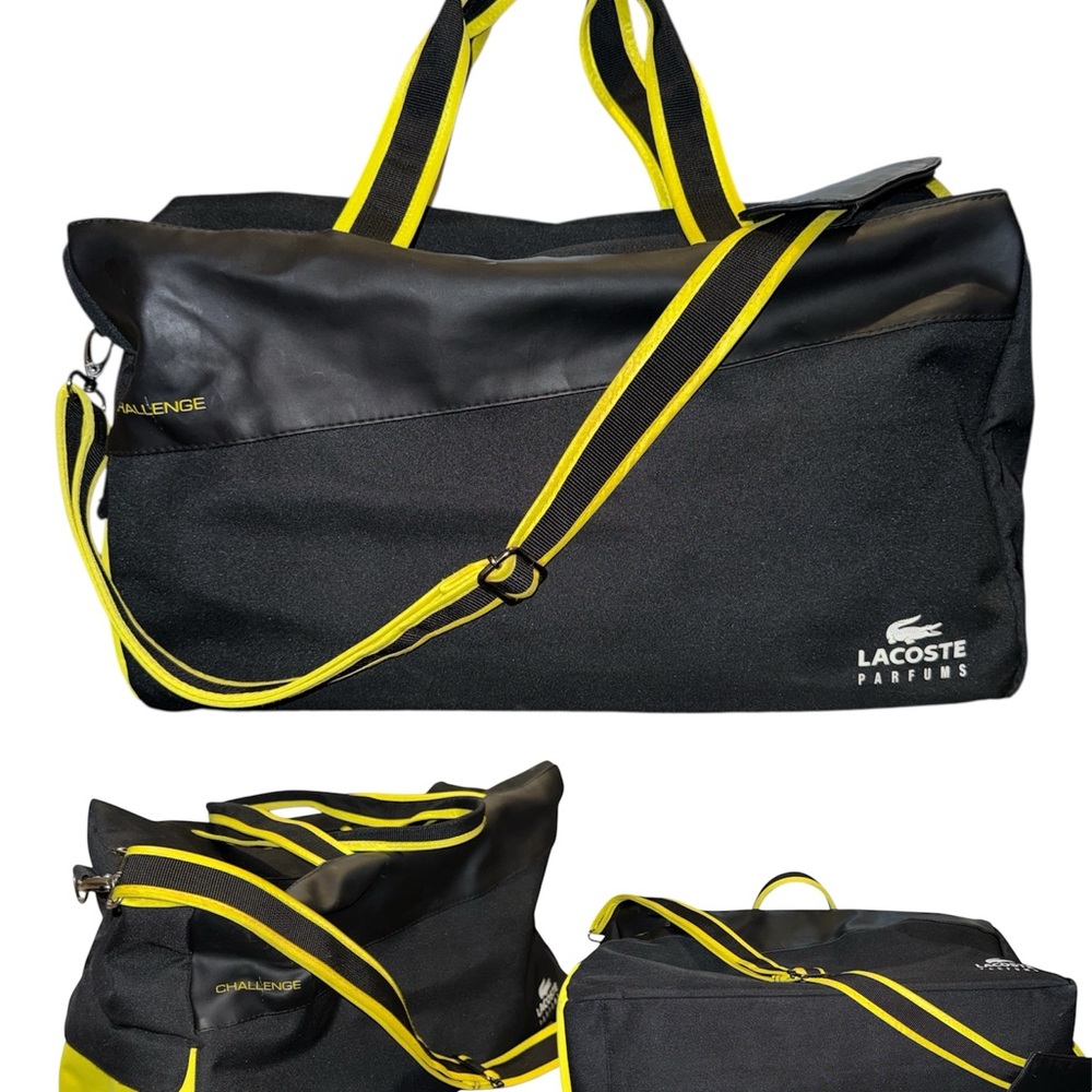 Lacoste Black Duffel Bag with Yellow Accents